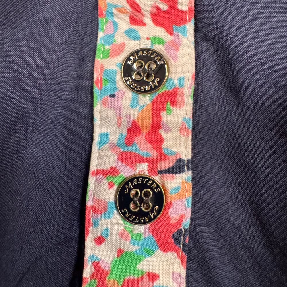 Magnolia Lane Women’s S Masters Golf Popover Navy Floral Trim Lightweight EUC - Picture 6 of 9